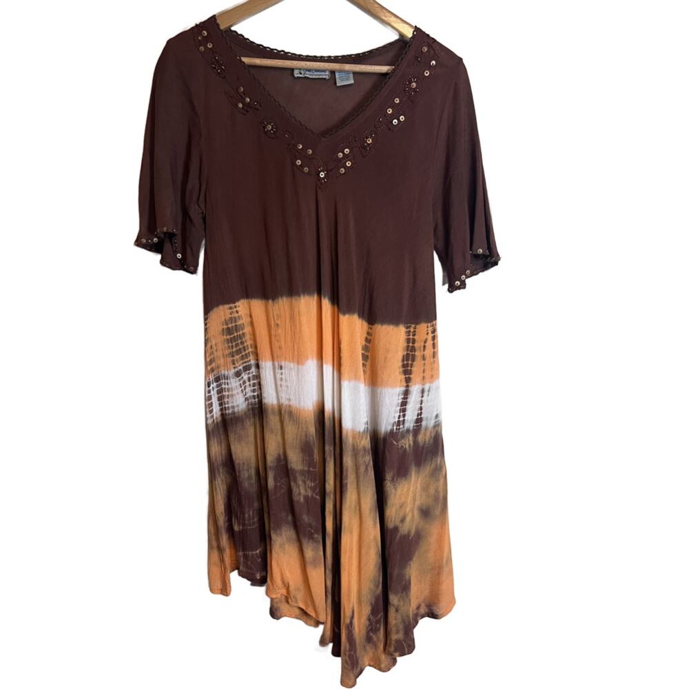 Just Cruising Free Size Boho Multicolor Tye Dye Hippie Dress